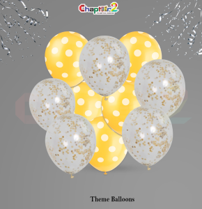 Yellow Polka Dot Theme Balloons Set – Gold Confetti Party Decoration (10 Pcs)