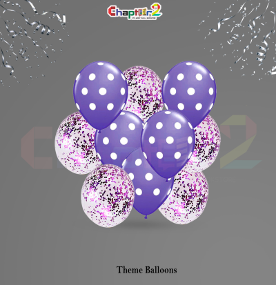Purple Polka Dot Theme Balloons Set – Confetti Party Decoration (10 Pcs)
