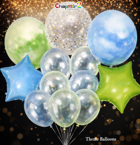 Pastel & Transparent Confetti Balloon Set with Star Foil Balloons – Party Decoration