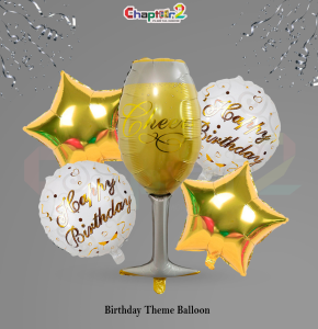 Birthday Champagne Glass Foil Balloon Set – Gold Party Theme Decoration