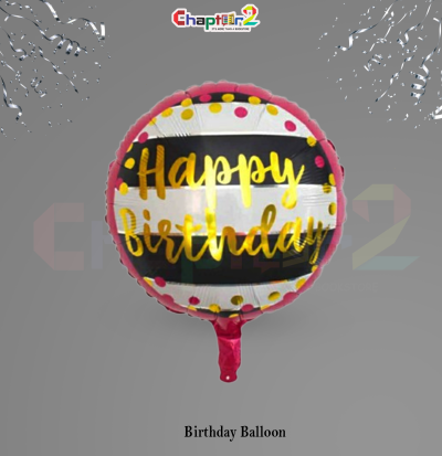 Happy Birthday Foil Balloon – Black & Gold Polka Dot Party Decoration