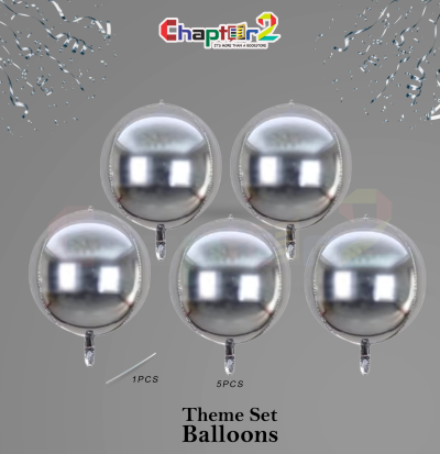 Silver Chrome Bubble Balloon – Transparent Orb Foil Balloon (1 Pc / 5 Pcs Party Decoration)