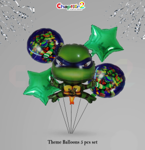 Teenage Mutant Ninja Turtles Theme Foil Balloons – 5 Pcs Party Decoration Set