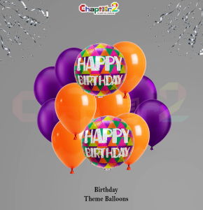 Happy Birthday Theme Balloon Set – Colorful Foil & Orange Purple Latex Balloons