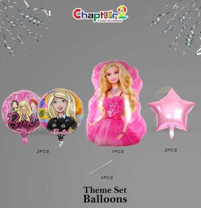 Princess Doll Theme Foil Balloons Set – Pink Party Decoration (5 Pcs) 2 5400821b