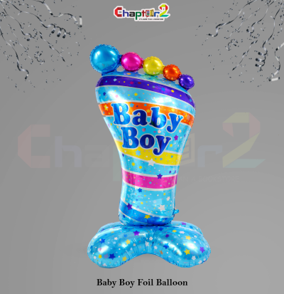 Baby Boy Footprint Foil Balloon – Cute Blue Baby Shower Decoration