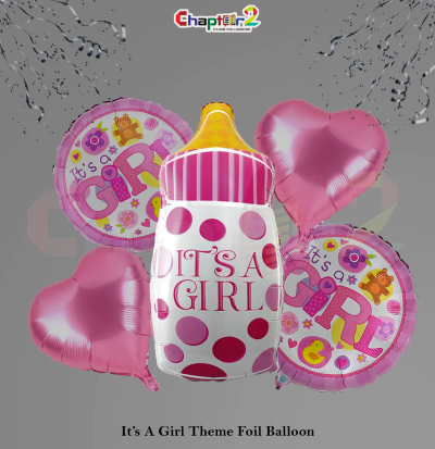 It’s A Girl Bottle Theme Foil Balloon Set – Baby Girl Shower & Welcome Decoration
