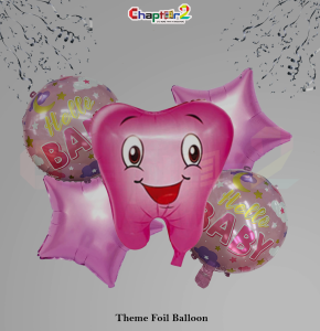 Hello Baby Tooth Theme Foil Balloon Set – Baby Girl Welcome Decoration