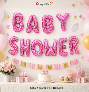 Pink Baby Shower Foil Balloon Banner – Polka Dot Letter Balloons for Girl Baby Shower Decoration