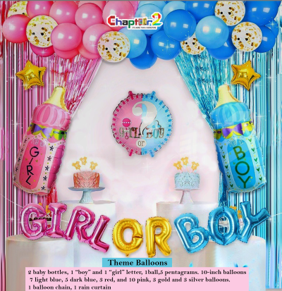 Gender Reveal Balloon Decoration Set – Girl or Boy Theme (Pink & Blue)