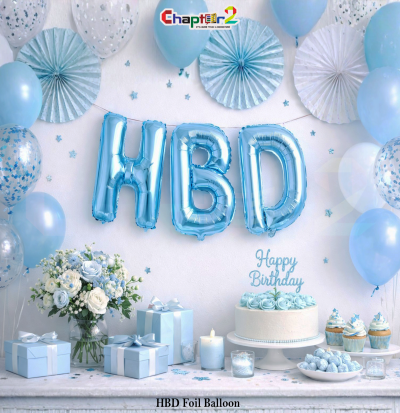 HBD Blue Foil Balloon Set – Happy Birthday Party Decoration
