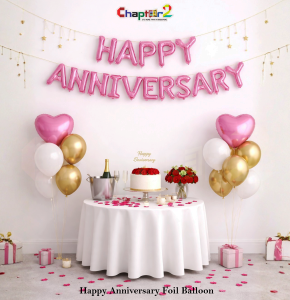 Happy Anniversary Pink Foil Balloon Banner – Letter Balloons for Anniversary Decoration