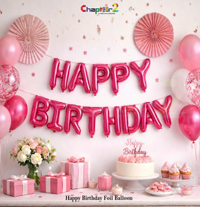 Happy Birthday Pink Foil Balloon Banner – Letter Balloons for Birthday Party Decoration