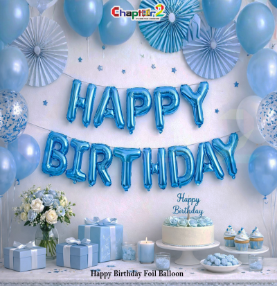 Happy Birthday Blue Foil Balloon Set – Birthday Party Decoration