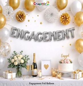 Engagement Silver Foil Balloon Set – Elegant Ring Ceremony Decoration