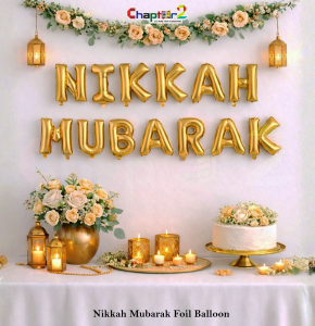 Nikkah Mubarak Gold Foil Balloon Set – Elegant Islamic Wedding Décor