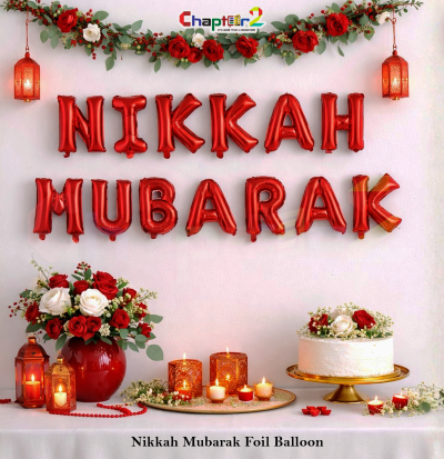 Nikkah Mubarak Red Foil Balloon Set – Islamic Wedding Celebration Décor