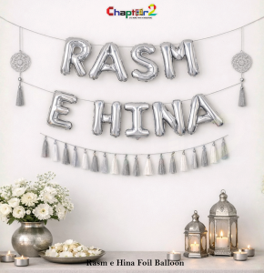 Rasm-e-Hina Silver Foil Balloon Set – Elegant Mehndi & Hina Ceremony Decoration