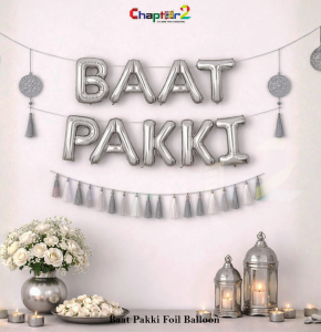 Baat Pakki Silver Foil Balloon Set – Elegant Islamic Engagement Décor