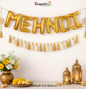 Mehndi Gold Foil Balloon Banner – Wedding & Mehndi Ceremony Decoration