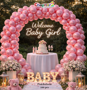 Pink Balloon Set – 100 Pcs | Baby Girl Welcome & Celebration Decoration ( 9 Inch )
