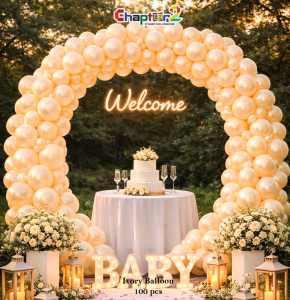 Ivory Balloon Decoration Set (100 Pcs) for Wedding, Baby & Event Décor (9 Inch)