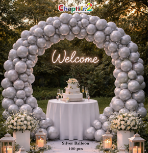 Silver Balloon Decoration Set (100 Pcs) for Wedding, Party & Event Décor ( 9 Inch )