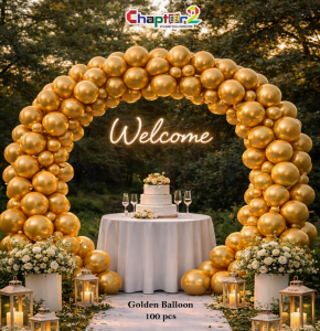 Golden Balloon Decoration Set (100 Pcs) for Wedding, Party & Luxury Event Décor ( 9 Inch )