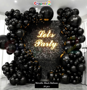 Metallic Black Balloons – 50 Pieces Party Decoration Set (10 Inch)