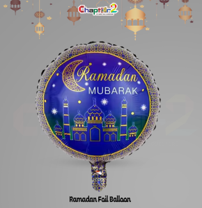 Blue Ramadan Mubarak Mosque Foil Balloon – Islamic Ramadan Party Decoration