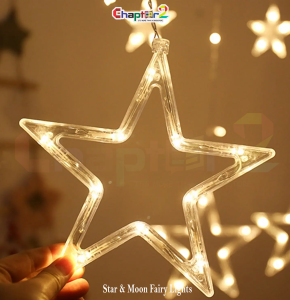 Star & Moon Fairy Lights – Warm White LED Decorative String Lights for Ramadan & Eid