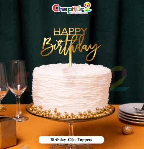 Happy Birthday Gold Script Cake Topper – Elegant Birthday Cake Decoration