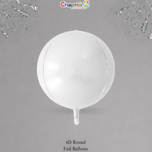 White 4D Round Foil Balloon – Elegant Party Decoration Balloon