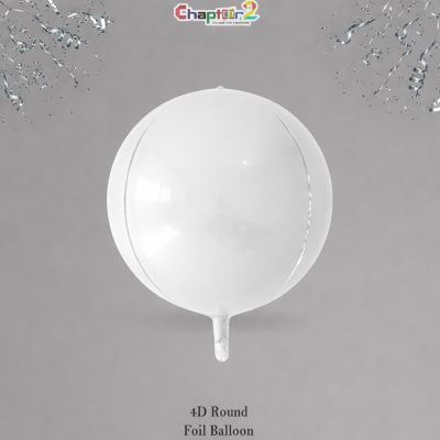 White 4D Round Foil Balloon – Elegant Party Decoration Balloon