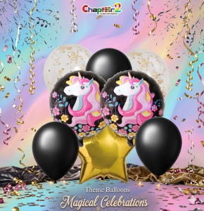 Unicorn Theme Balloon Set – Black & Gold Kids Birthday Party Decoration