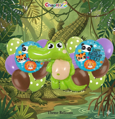 Jungle Crocodile Theme Foil Balloon Set – Kids Birthday Party Decoration