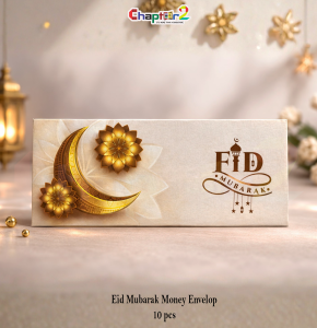Eid Mubarak Golden Moon Money Envelopes – Premium Eidi Cash Envelope Set (6 Inch) – 10 Pcs | Crescent & Floral Islamic Design