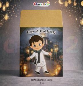 Eid Mubarak Money Envelopes for Kids – Cute Boy Lantern Design (5 Inch) – 10 Pcs Eidi Cash Envelope