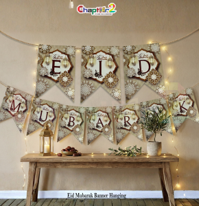 Personalized Eid Mubarak Name Hanging Banner – Islamic Eid Decoration (7 Inch Flags)