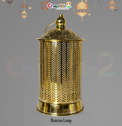 Golden Ramzan Decorative Lamp – Islamic LED Lantern for Ramadan & Eid