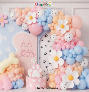 Pastel Paw & Daisy Balloon Arch Decoration Set for Kids Birthday Party