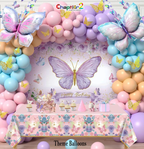 Butterfly Theme Balloon Decoration Set – Pastel Fairy Birthday Backdrop