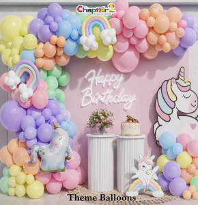 Unicorn & Rainbow Theme Balloon Decoration Set – Pastel Birthday Party Decor