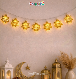 Golden Mosque Star Metal Fairy Lights – Warm LED Ramadan & Eid Decorative String Lights