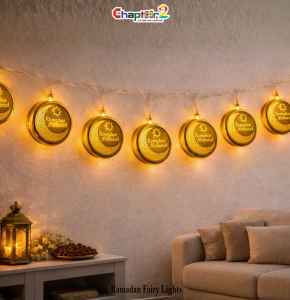Ramadan Mubarak Fairy Lights – Round Moon LED String Lights (72 Inch)