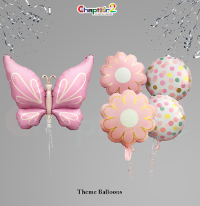 Pink Butterfly & Flower Theme Foil Balloons Set – Party Decoration Balloons