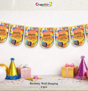 Happy Birthday Wall Hanging Banner (8 Pcs) – 6.5 Inch Colorful Party Decoration
