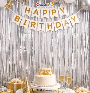 Silver Foil Curtain Backdrop – Birthday & Party Decoration