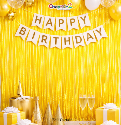Yellow Foil Curtain Backdrop – Bright Party & Birthday Decoration