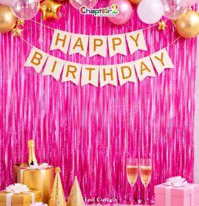 Pink Foil Curtain Backdrop – Birthday & Party Decoration